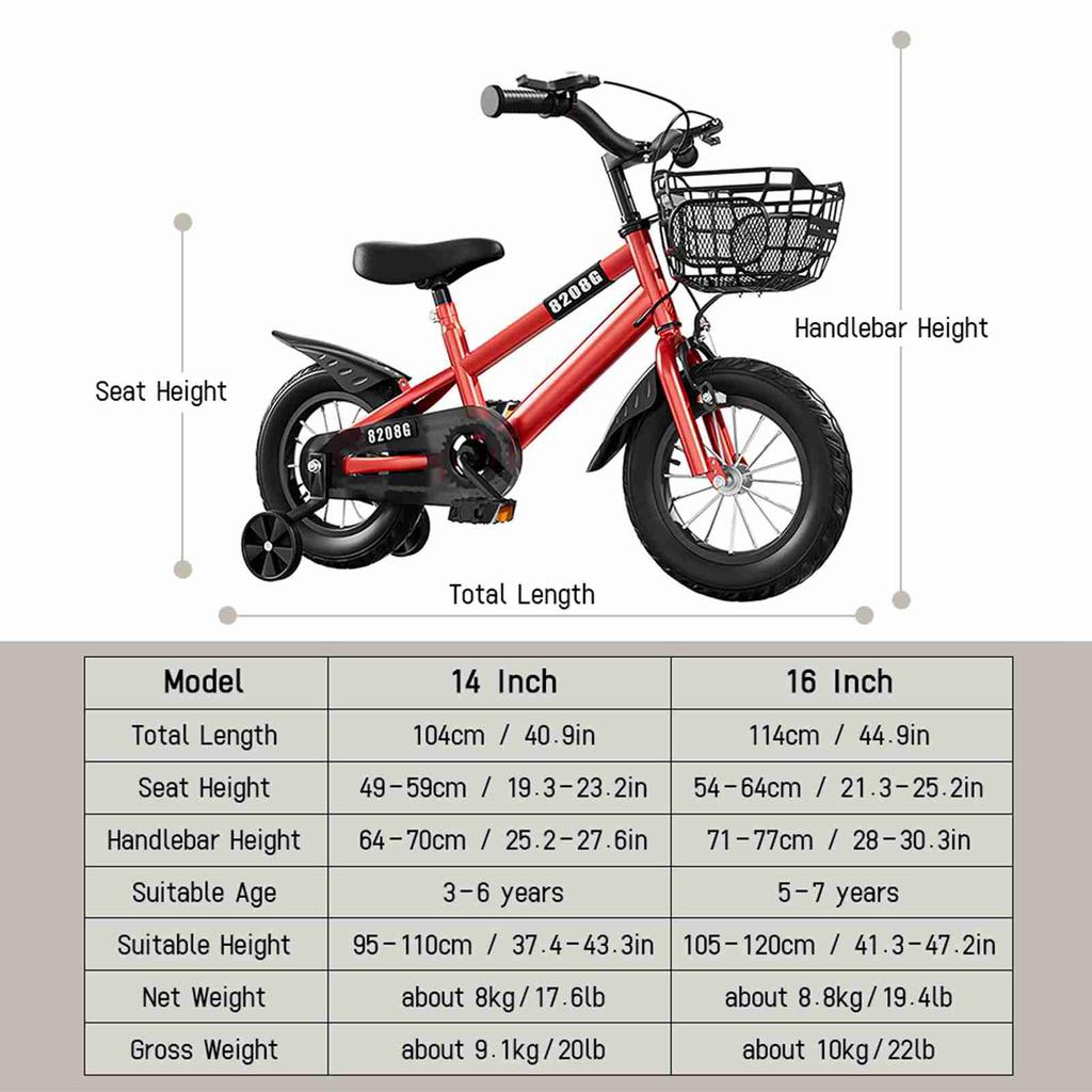 Kids for Girls Ages 3-7 Years with Training Wheels Basket Kids kids 14inch girls toddler bikes