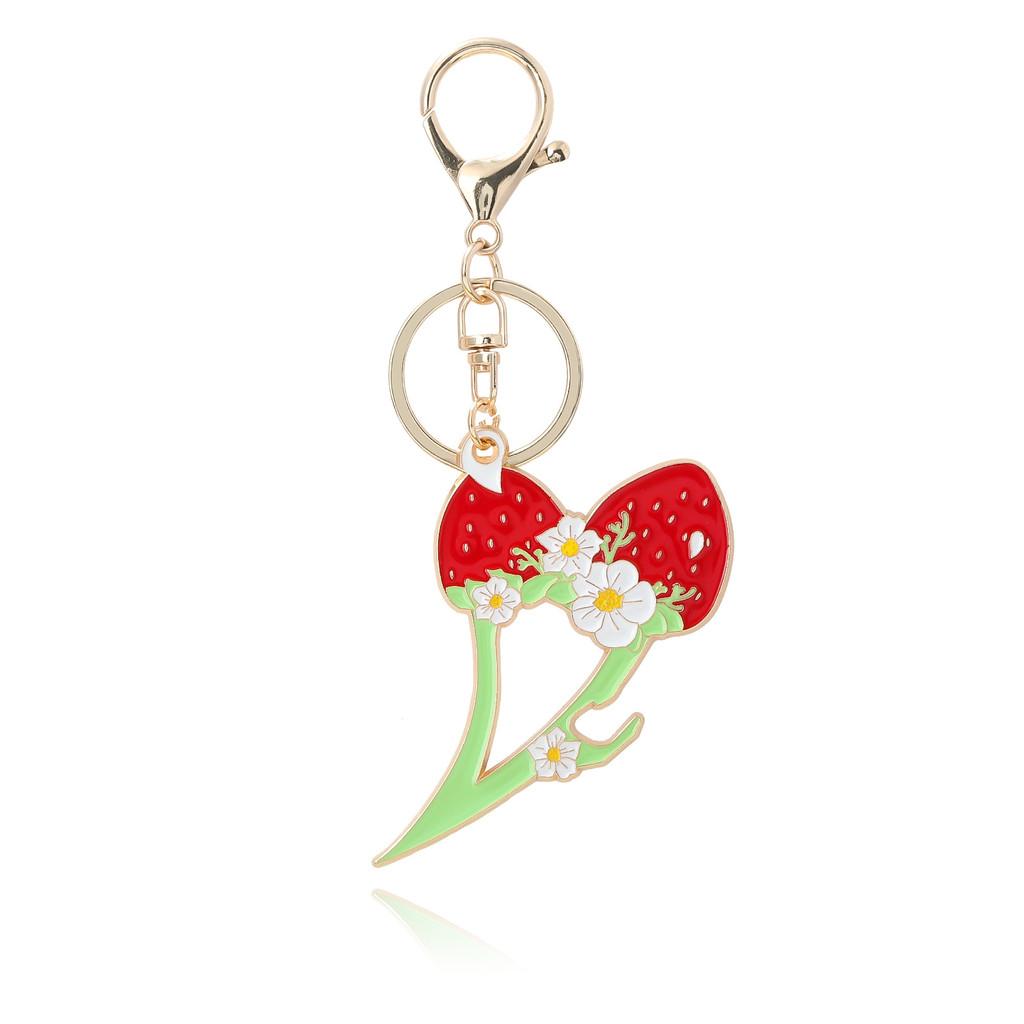 Strawberry European Style Keychain With Beer Opener Zinc Alloy Portable Key Accessory For Travel And Gift