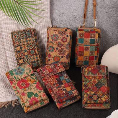 Retro Bohemian Style Wallet Flap Crossbody Bags Women Mini PU Leather Shoulder Purses and Handbags for Girls Ladies Phone Flower Designer Bag