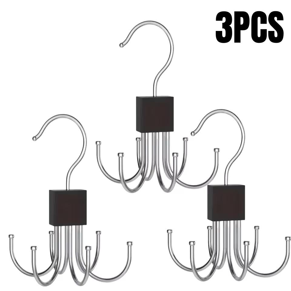 1/2/3/5Pcs 360° Rotating Storage Hanger Hook Multi-Claw Metal Belts Rack Wardrobe Organizer Bras Ties Scarves Closet Supplies