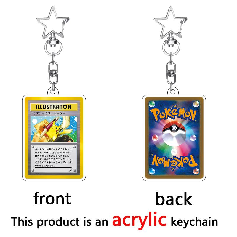 Japanese Cartoon Pocket Anime Acrylic Pendant Keychain Charizard Squirtle Bulbasaur Keyring Bag Pendant Game Props Toys Gifts