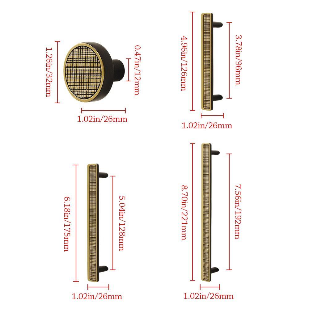 1Pcs Durable T Bar Drawer Knob Vintage Grid texture Cabinet Handle Multi-size Cabinet Door Pull Cupboard