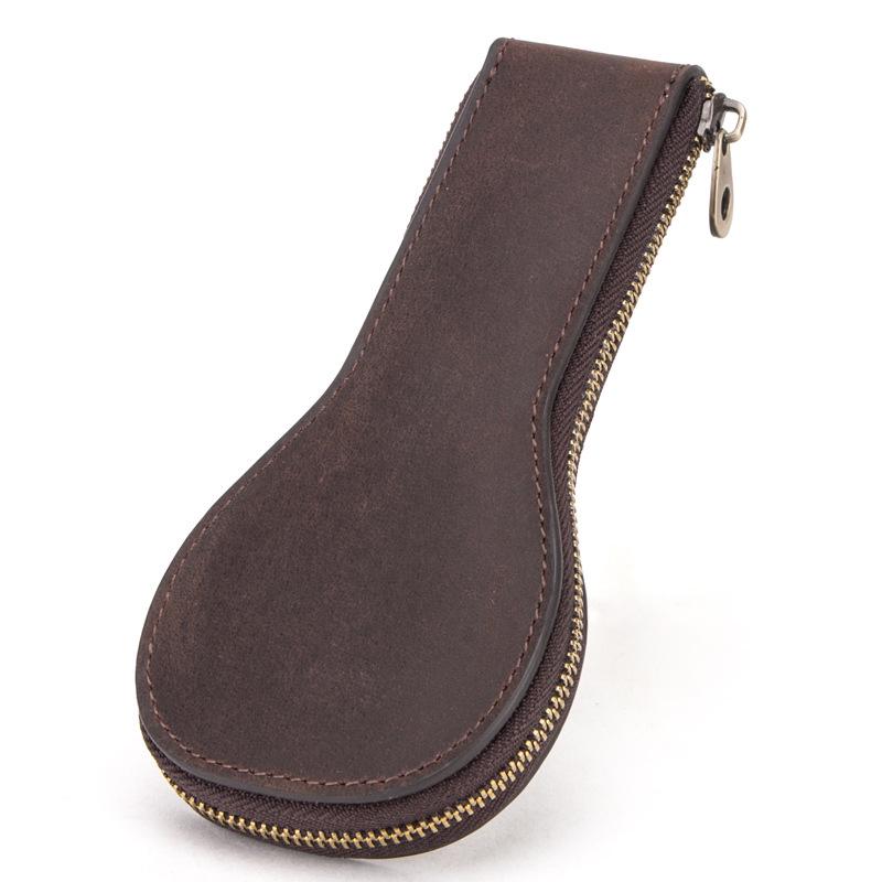 Vintage Crazy Horse Leather Watch Pouch – Dustproof Storage for Mechanical Watches