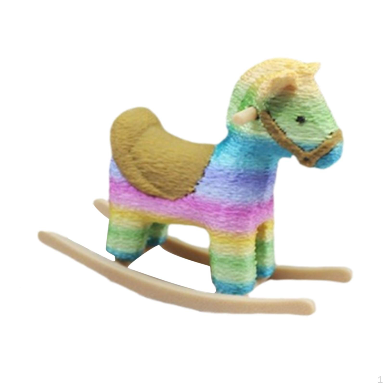 

1/12 Кукольный домик Миниатюрная фигурка лошадки-качалки Праздничное украшение Скульптура Игрушка для детской Аксессуар Rainbow