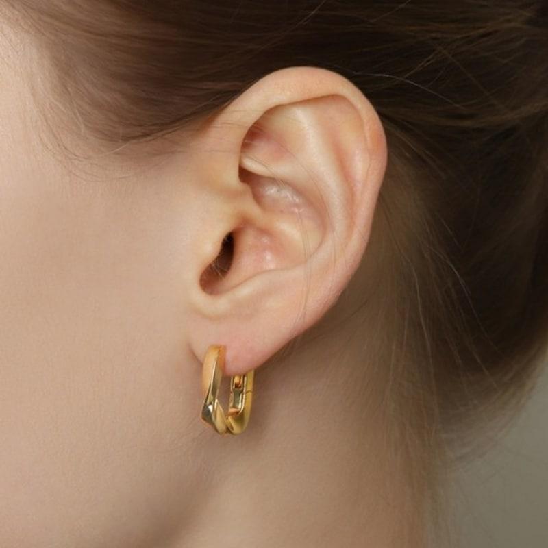 ozel Silver925 Twist Square Hoop Earrings PS159E