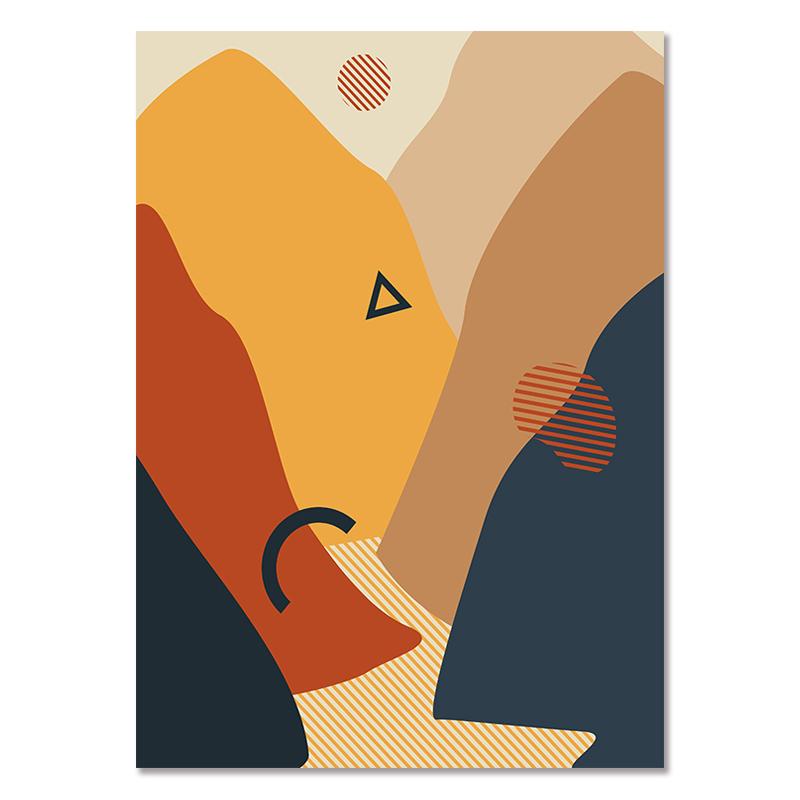 

Абстрактные картины на холсте с оранжевым пейзажем, простые картины с изображением солнца, луны, гор, дороги, настенные художественные картины, простые постеры для декора спальни и дома 21x30cm No Framed