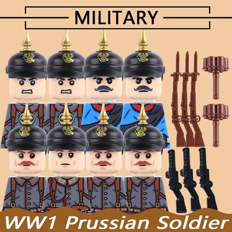 Военный Армия Первая Мировая Война Прусский Британский Солдат Строительные Блоки Гренадер Пулеметчик Кавалерийский Офицер Воин Аксессуар Кубики Игрушка