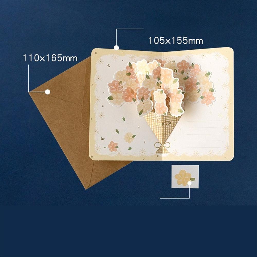 Flower 3D Greeting Card Festival Valentine's Mother's Teacher's Day Thanksgiving Blessing Card Confession Handwritten Card