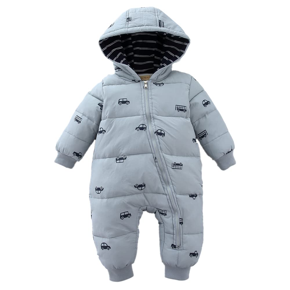 Reegoo Peter Baby Jumpsuit Long Sleeve Romper with Cold Weather for Fall and for Boys and Ages Months Coverall, Hood, Protection, Winter, Girls, Gray,