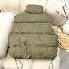 Women Warm Casual Solid Sleeveless Vest Coat Mock Neck Thicken Jacket Buttons Up Loose Women Down Jacket Autumn Winter
