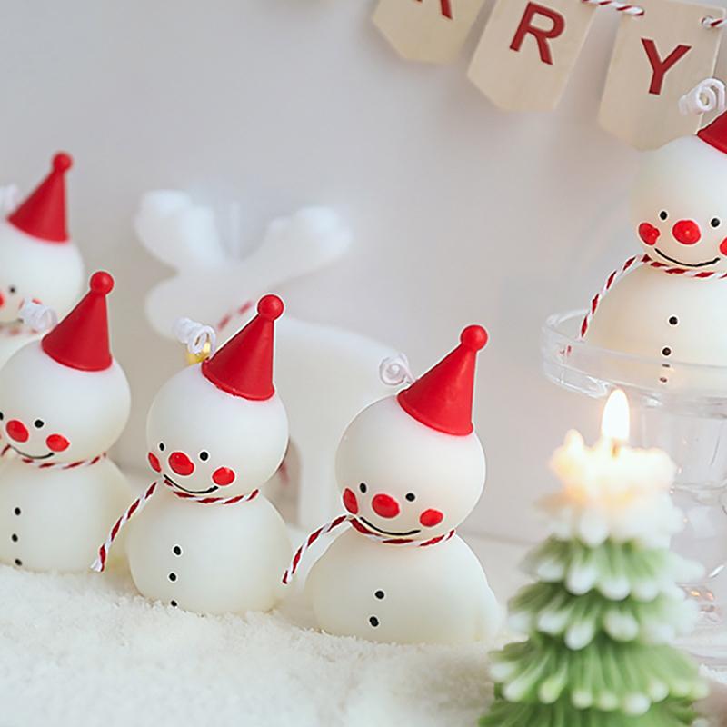 1PC Scented Candles Creative Cartoon Ornaments Photo Props Snowman Cute White Vintage Decorative Table Decoration Gifts