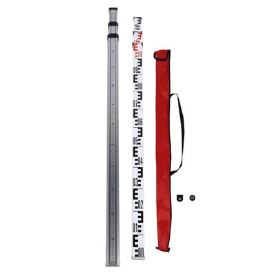 Aluminiowa tyczka poziomująca, 3 sekcje, teleskopowa, dwustronna, 2 podziałki, 3 metry, z poziomicą