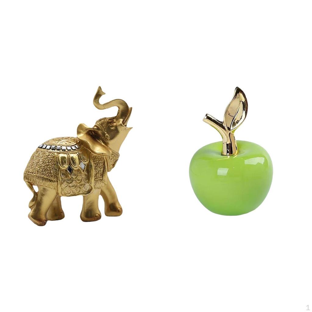 Elephant Statue Ornament Resin Art Crafts Animal Sculpture Decorative Figurine for Shelf Bedroom