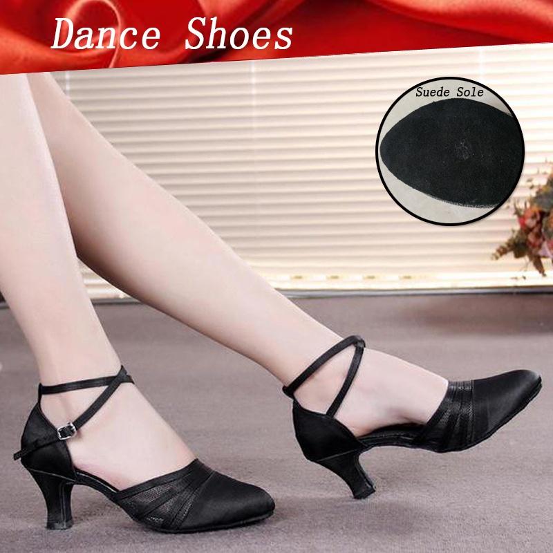 

Жіноче взуття для бальних вечірок, сучасне танцювальне взуття, атлас/PU, вальс, танго, танцювальні підбори, закриті туфлі для дому 35 чорний