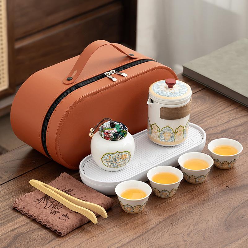 Portable Travel Kung Fu Tea Set Creative Ceramic Quick Tea Set Chinese Office Teapot And Cup Set Light Luxury Friend Gifts