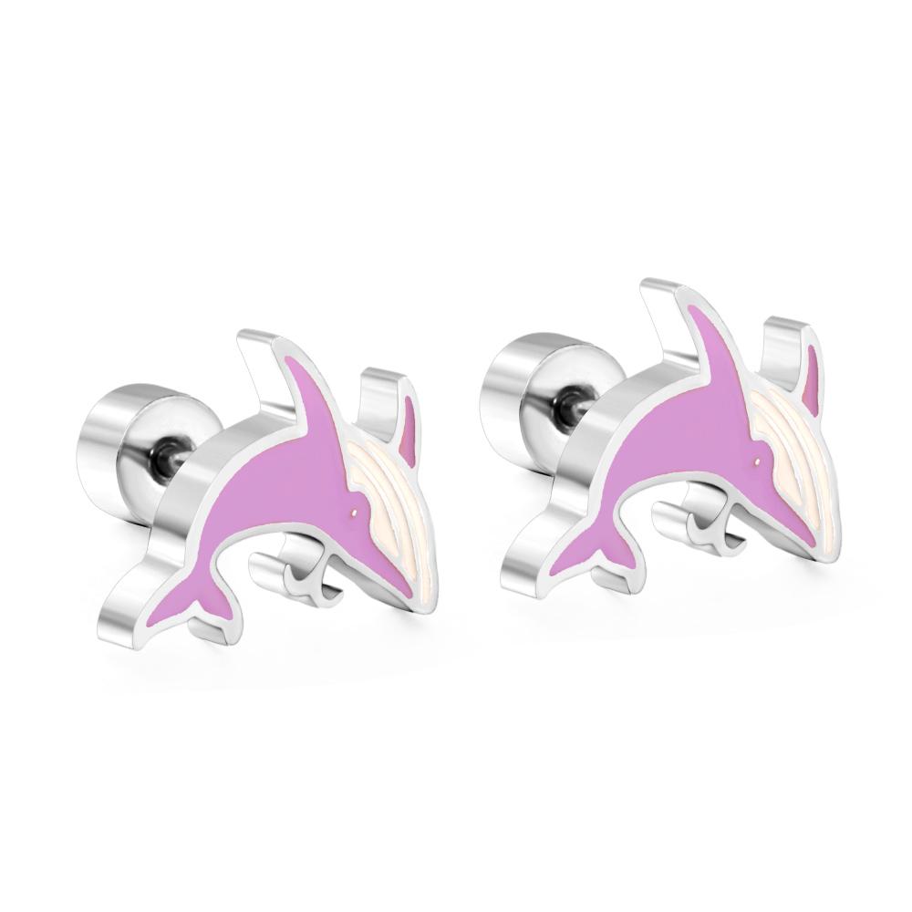 Cute Girls's Tiny Earrings Acrylic Childlike Animals Piercing Small Butterfly Stainless Steel Penguin Studs