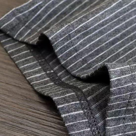 Men Boxer Underwear Mid-rise Elastic Waistband Striped Print Shorts Briefs U-Convex 3D Cut Panties Daily Wear