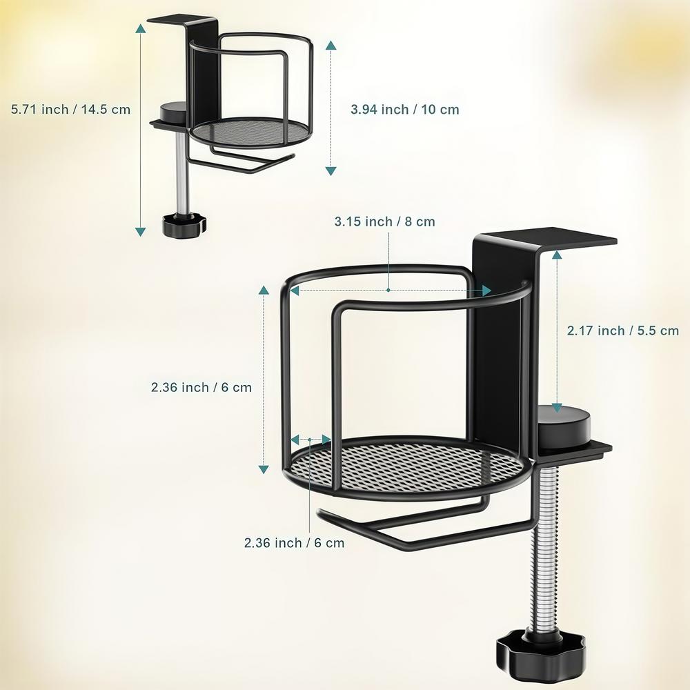 2-в-1 Настольный держатель для стакана Настольный органайзер для напитков С вешалкой для наушников Регулируемый зажимной держатель для стакана/бутылки 200ml