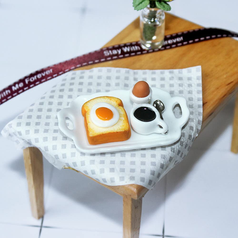 moin moin Miniature Scale Classic Morning Buttered Boiled Coffee 2304mini12 1/6 Set Toast, Egg, Spoon, Bread, Cup, Realistic, Delicious-Looking