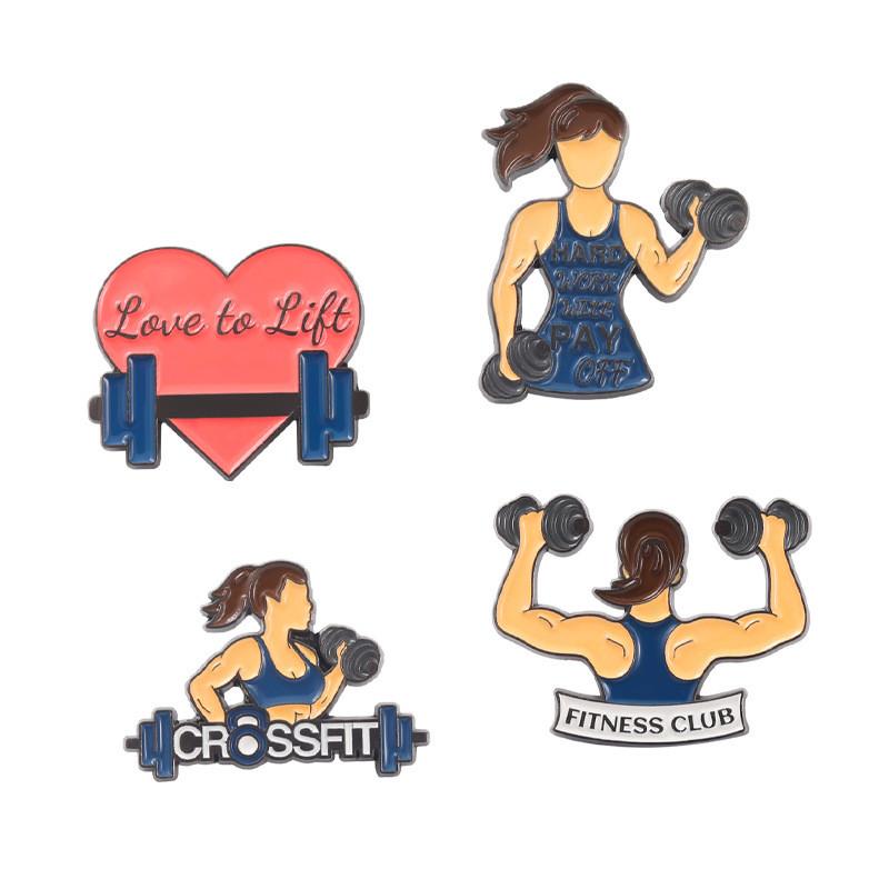 Fitness Adorable Series Brooch Featuring Heart Girl Unique Alloy Enamel Pin