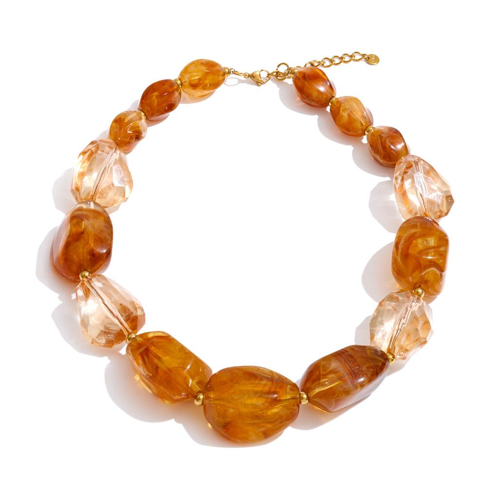 Yhpup 2026 Arrivals Acrylic Resin Chain Statement Necklace Waterproof Handmade Jewelry Green Blue Beige Yellow Amber Accessories