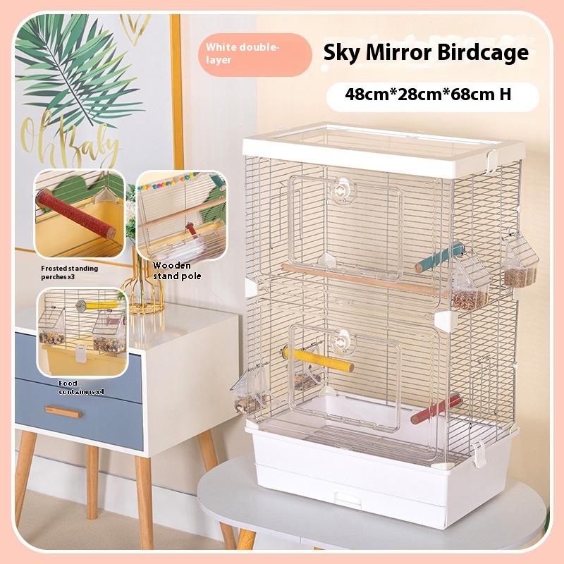 

Large Acrylic Parrot Villa Cage Clear Cockatiel Budgie Lovebird Mansion Habitat Landscape Transparent Bird House