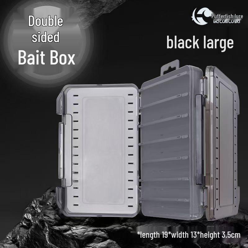 Double-sided Hard Bait Storage Box with Multi-Compartments - Thickened, Hand-held, Dual-Layer Lure Organizer for Sea Fishing.