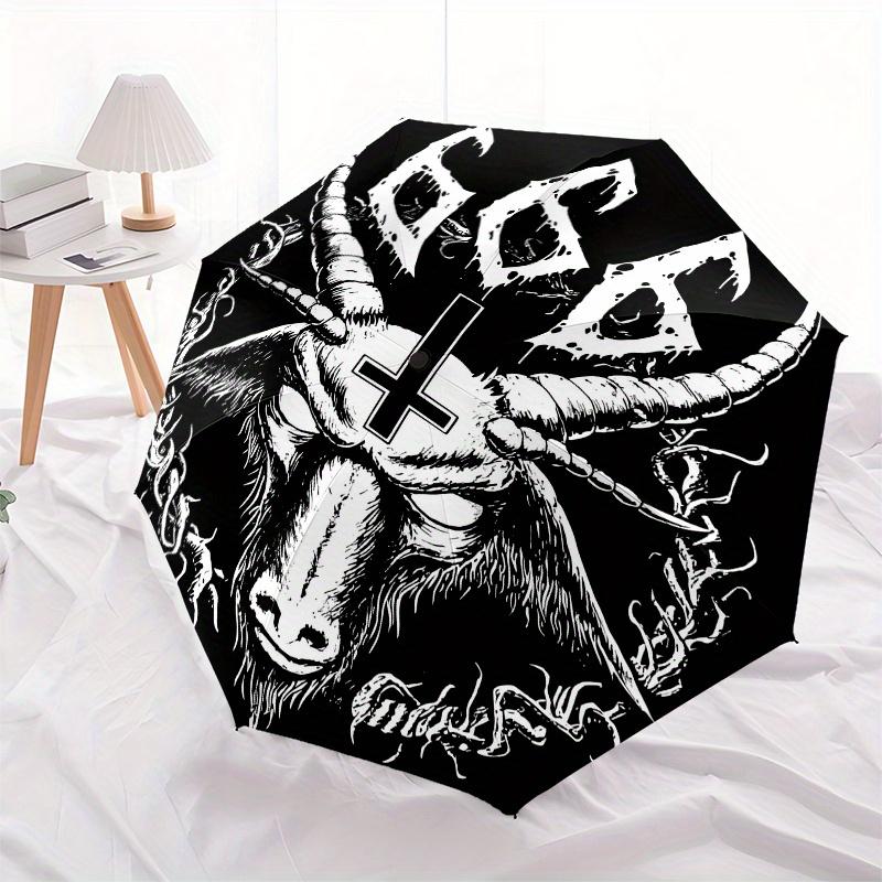 Devilish Design: Baphomet with Inverted Cross Circular StickerUmbrella, Portable 3-Fold Umbrella for Men & Women,Christmas Gift ES207