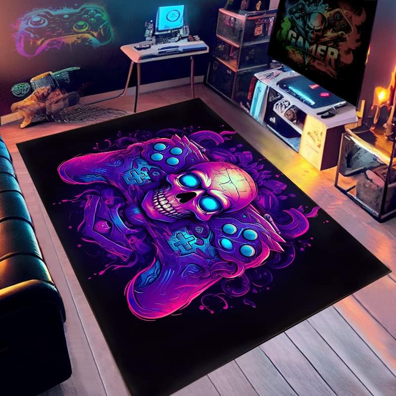 Gaming Rug for Boys Room with Game Controller Design Soft Carpet for Esports Game Room and Bedroom Floor Mat
