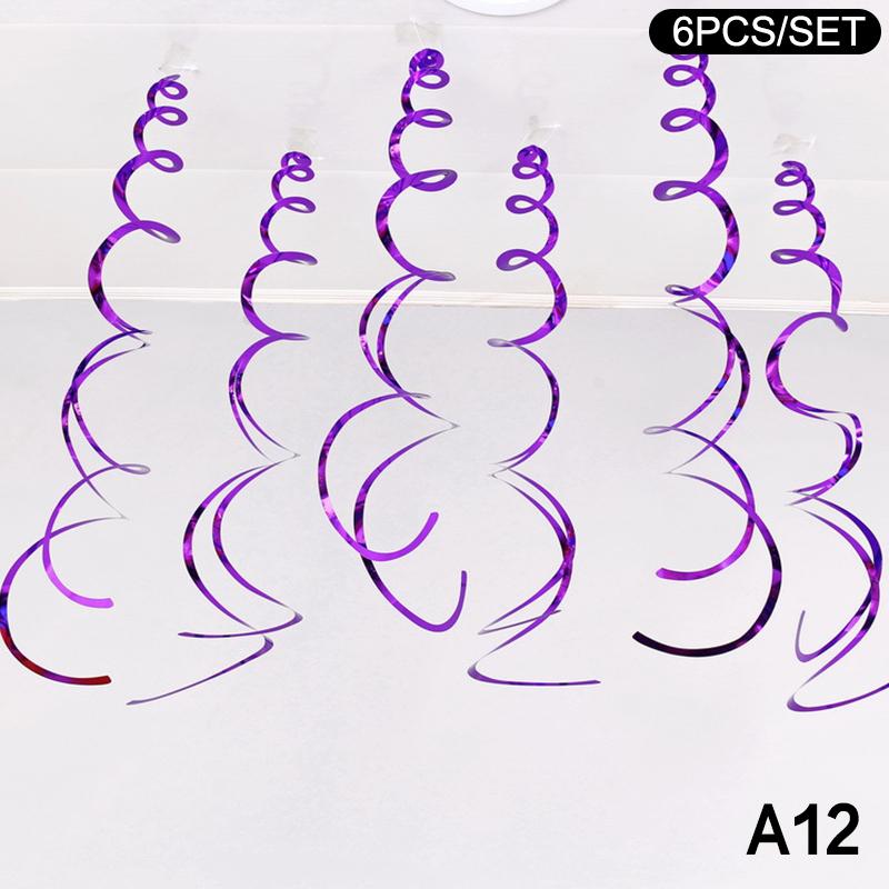 6Pcs Spiral Pendant Dangling Swirls Metallic Ceiling Hanging Streamers Ornament Christmas Wedding Birthday Balloons Decorations