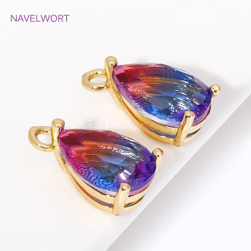 7mm*13mm 18K Gold Plated Glass Crystal Waterdrop Charms For Earrings Making,Pendants For Jewelry,DIY Earring Charms Finding
