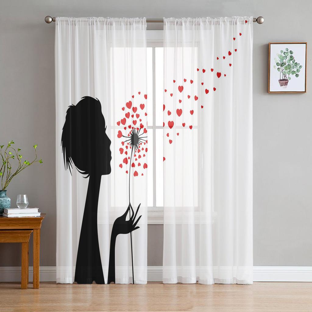 Lack White Dandelion Seeds Tulle Curtains For Living Room Voile Sheer Window Curtain For Bedroom Chiffon Curtains For Kitchen