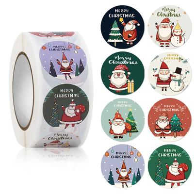 1 Roll 500pcs Animals Snowman Trees Decorative Stickers Merry Christmas Stickers Wrapping Gift Box Label Christmas Tags