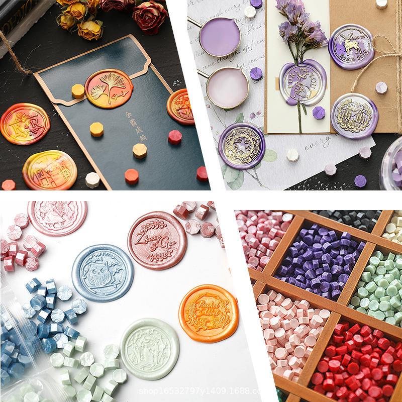 200PCS/bag Octagon Sealing Wax Beads Vintage Sealing Stamp Scrapbook Material Wedding Invitation Of Card Envelope Decoration