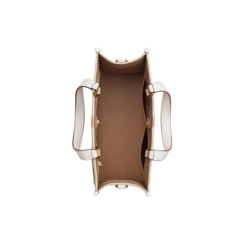 COACH Dempsey 30 Embossed Logo Stripe Classic Presbyopic Snaps Pebble Jacquard and Leather Shoulder Handbag Large Women's Gold and Light Khaki Chalk
