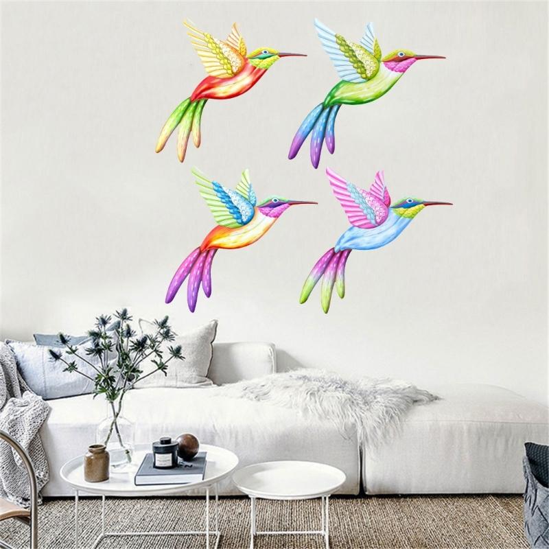 Metal Hummingbird Wall Art Decoration Iron Bird Sculpture Waterproof Wall Hanging Figurines Ornament Decorations