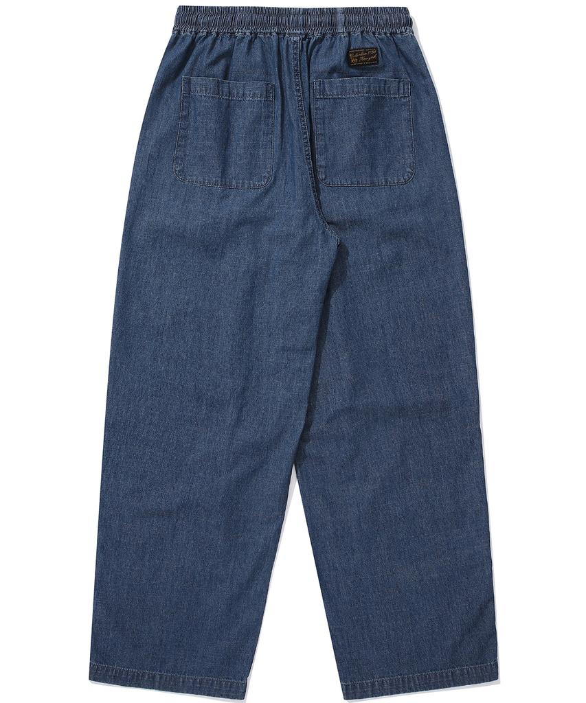 COLUMBIA UNIVERSITY Sl-Label Loose-Fit Denim Pintuck Pants Midnight Denim