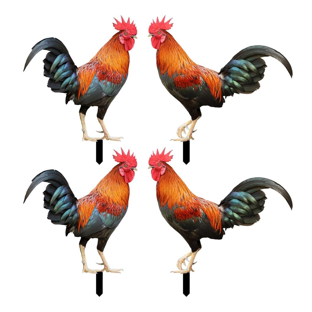 Rooster Figure Acrylic Standing Garden Stake Ornamental Animal Yard Sign Sculpture for Patio and Lawn Decor