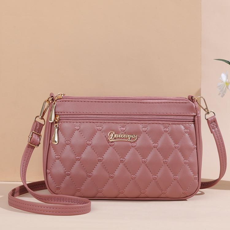 New large-capacity artificial leather embroidery thread shoulder messenger women's bag