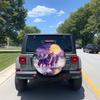 Four Spare Tire Covers With Purple Wolf Patterns, Made Of Polyester Fiber. Suitable For Universal SUVs, Trucks, And Cars; They P