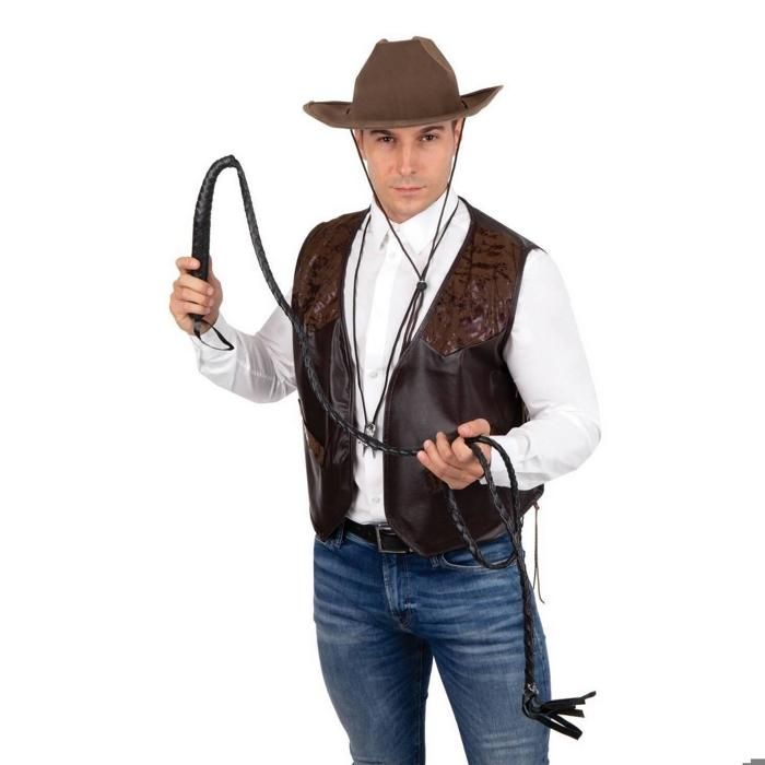 Fouet long - 20 - imitation cuir - noir - 2 m - adulte