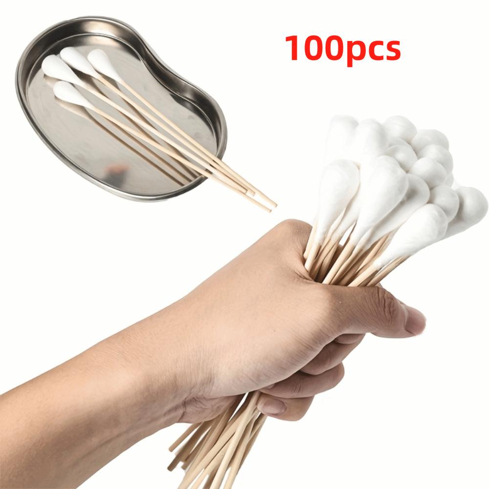 100pcs 7.87inch Long Cotton Swabs Eyes Cotton Swabs for Eyes Ears Eyeshadow Removal