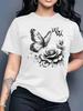 European sizes Fashionable Letter Printed Women's Round Neck Pure T-shirt with Simple Design, Comfortable and Breathable