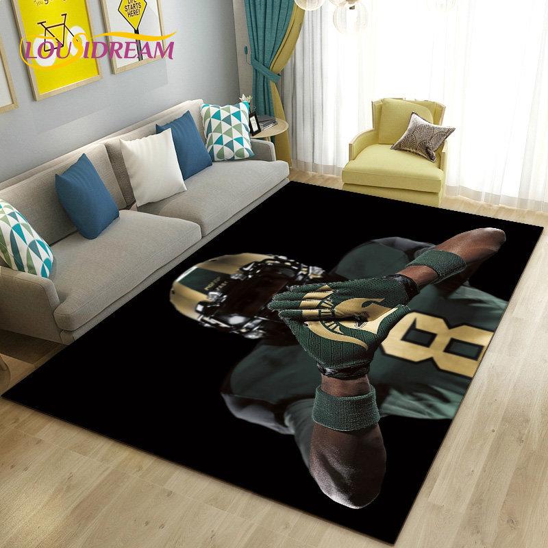 Tapis Salon Rugby Player Sports Theme 120x160cm - Antidérapant Et Doux