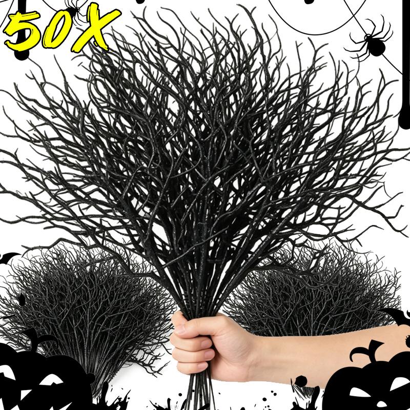 5/50x Halloween Künstliche Baumäste Falsche Schwarze Trockene Baumäste Halloween Party Haus Tisch Hochzeit DIY Dekoration Strauß