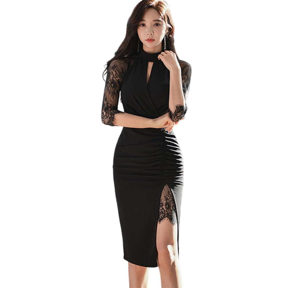 

GRAXIA Кабаре Миди Облегающее Хостесс Кабаре Лаунж Все Размеры L Платье, Платье, Запашное, Платье, Платье, Клубное, Платье, Рукава 3/4, Разрез, Кружево, чёрный