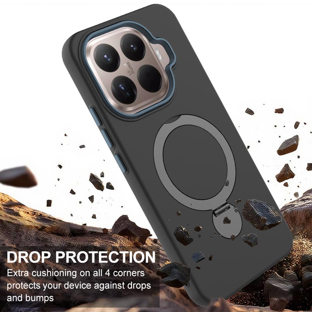 For Xiaomi 15T Pro Magnetic Case Rotating Ring Kickstand TPU + PC Back Cover