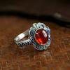 Adjustable Vintage Red Agate Enamel Ring Women Men Geometric Boho Statement Jewelry