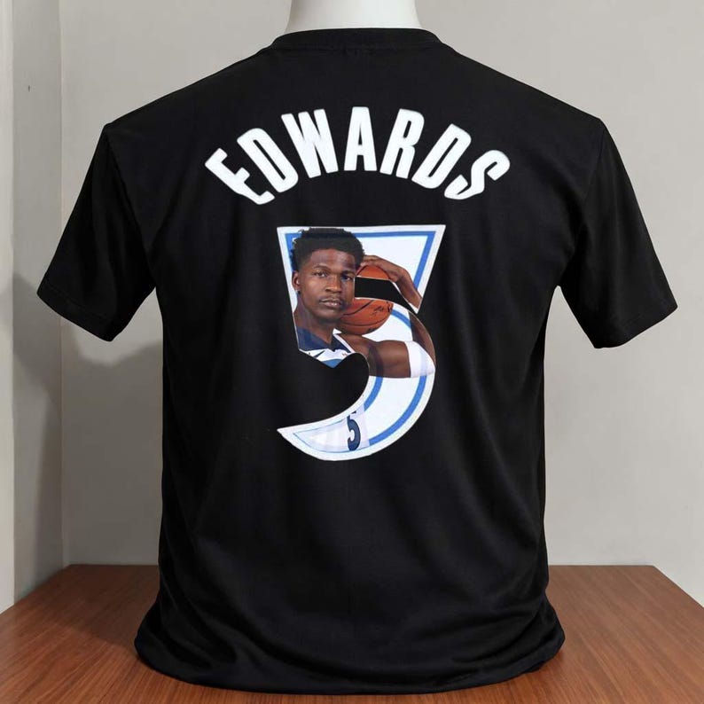 anthony edwards minnesota timberwolves cartoon shirt black color 4XL