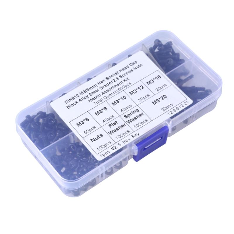 Machine Screws Assortment with Box Hexagonal Socket Screw & Nut set Carbon Steel